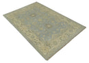 Vintage Style Hand Knotted Gray and Beige 6x9 Traditional Oriental Oushak wool rug by The Rug Decor