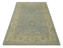 Vintage Style Hand Knotted Gray and Beige 6x9 Traditional Oriental Oushak wool rug by The Rug Decor