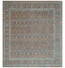 Blue and Rust Hand Knotted Serapi Area Rug - Vintage Traditional