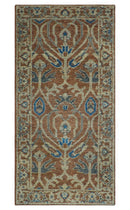 Blue and Rust Hand Knotted Serapi Area Rug - Vintage Traditional