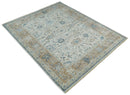 Vintage Style Ivory and Rust 8x10 Traditional Textured Low Pile Wool Rug