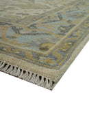 Vintage Style Ivory, Beige and Gray 6x9 Hand Knotted Traditional Oriental Oushak wool rug by The Rug Decor