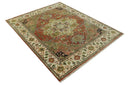 Vintage Style Olive, Rust and Ivory Fine Hand Knotted 8x10 wool area rug by The Rug Decor