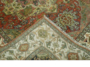 Vintage Style Olive, Rust and Ivory Fine Hand Knotted 8x10 wool area rug by The Rug Decor