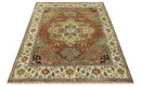Vintage Style Olive, Rust and Ivory Fine Hand Knotted 8x10 wool area rug by The Rug Decor