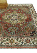 Vintage Style Olive, Rust and Ivory Fine Hand Knotted 8x10 wool area rug by The Rug Decor