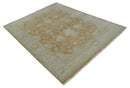Vintage Style Rust and Beige Hand knotted Traditional Oushak 8x10 and 9x12 wool Area Rug