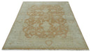 Vintage Style Rust and Beige Hand knotted Traditional Oushak 8x10 and 9x12 wool Area Rug