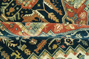 Vintage Style Rust, Blue and Ivory Fine Hand Knotted Traditional Heriz 9x12 wool area rug by The Rug Decor
