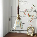 GobekUsa Blue Glass LED Pendant Light Fixture with Adjustable Copper Knob Switch