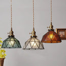 GobekUsa Blue Glass LED Pendant Light Fixture with Adjustable Copper Knob Switch