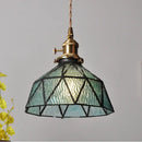 GobekUsa Blue Glass LED Pendant Light Fixture with Adjustable Copper Knob Switch