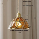 GobekUsa Blue Glass LED Pendant Light Fixture with Adjustable Copper Knob Switch