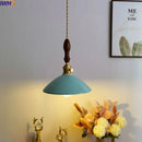 GobekUsa Ceramic LED Pendant Lamp: Modern Wood Handle Hanging Light Fixtures