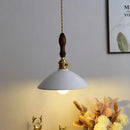 GobekUsa Ceramic LED Pendant Lamp: Modern Wood Handle Hanging Light Fixtures