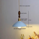 GobekUsa Ceramic LED Pendant Lamp: Modern Wood Handle Hanging Light Fixtures