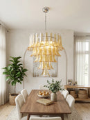 Vintage Transparent Amber Murano Petals Chandelier