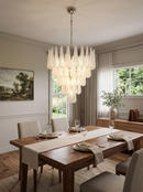 Vintage Transparent Murano Glass Petals Drop Chandelier