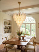 Vintage Transparent Murano Glass Petals Drop Chandelier