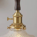 GobekUsa Glass LED Pendant Lamp Walnut Wood Copper Switch Nordic Hanging Light