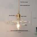 GobekUsa Glass LED Pendant Lamp Walnut Wood Copper Switch Nordic Hanging Light