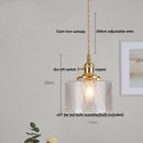 GobekUsa Glass LED Pendant Lamp Walnut Wood Copper Switch Nordic Hanging Light