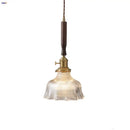 GobekUsa Glass LED Pendant Lamp Walnut Wood Copper Switch Nordic Hanging Light