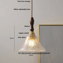 GobekUsa LED Wood Walnut & Green Glass Pendant Light - Nordic Modern Style