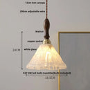 GobekUsa LED Wood Walnut & Green Glass Pendant Light - Nordic Modern Style