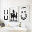 Western Cowgirl Wall Art Set of 3. Rustic Ranch Decor by Wall Art Set