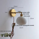 GobekUsa Copper Canopy LED Wall Sconce, White Ceramic Bedside Light for Bedroom, Modern Nordic Design