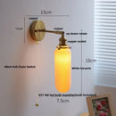 GobekUsa Copper Canopy LED Wall Sconce, White Ceramic Bedside Light for Bedroom, Modern Nordic Design