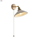 GobekUsa Copper Canopy LED Wall Sconce, White Ceramic Bedside Light for Bedroom, Modern Nordic Design