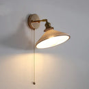 GobekUsa Copper Canopy LED Wall Sconce, White Ceramic Bedside Light for Bedroom, Modern Nordic Design