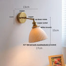 GobekUsa Copper Canopy LED Wall Sconce, White Ceramic Bedside Light for Bedroom, Modern Nordic Design
