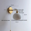 GobekUsa Copper Canopy LED Wall Sconce, White Ceramic Bedside Light for Bedroom, Modern Nordic Design