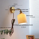 GobekUsa Copper Canopy LED Wall Sconce, White Ceramic Bedside Light for Bedroom, Modern Nordic Design