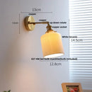 GobekUsa Copper Canopy LED Wall Sconce, White Ceramic Bedside Light for Bedroom, Modern Nordic Design