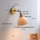 GobekUsa Copper Canopy LED Wall Sconce, White Ceramic Bedside Light for Bedroom, Modern Nordic Design