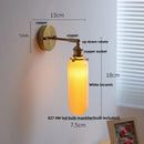 GobekUsa Copper Canopy LED Wall Sconce, White Ceramic Bedside Light for Bedroom, Modern Nordic Design