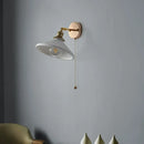 GobekUsa Copper Canopy LED Wall Sconce, White Ceramic Bedside Light for Bedroom, Modern Nordic Design