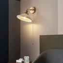 GobekUsa Copper Canopy LED Wall Sconce, White Ceramic Bedside Light for Bedroom, Modern Nordic Design