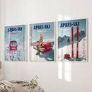Girly Après Ski Set of 3 Posters. Chic Ski Resort Wall Decor by Wall Art Set
