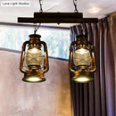 GobekUsa Copper Lantern Island Light with Clear Glass - 2-Bulb Kitchen Hanging Fixture