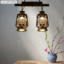 GobekUsa Copper Lantern Island Light with Clear Glass - 2-Bulb Kitchen Hanging Fixture