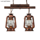 GobekUsa Copper Lantern Island Light with Clear Glass - 2-Bulb Kitchen Hanging Fixture