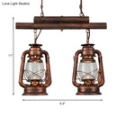 GobekUsa Copper Lantern Island Light with Clear Glass - 2-Bulb Kitchen Hanging Fixture