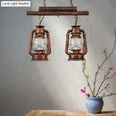GobekUsa Copper Lantern Island Light with Clear Glass - 2-Bulb Kitchen Hanging Fixture