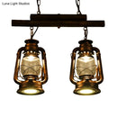 GobekUsa Copper Lantern Island Light with Clear Glass - 2-Bulb Kitchen Hanging Fixture