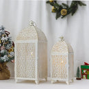 Set of 2-16.5''&12'' High Metal Lantern-White with Gold Brush by JHY DESIGN